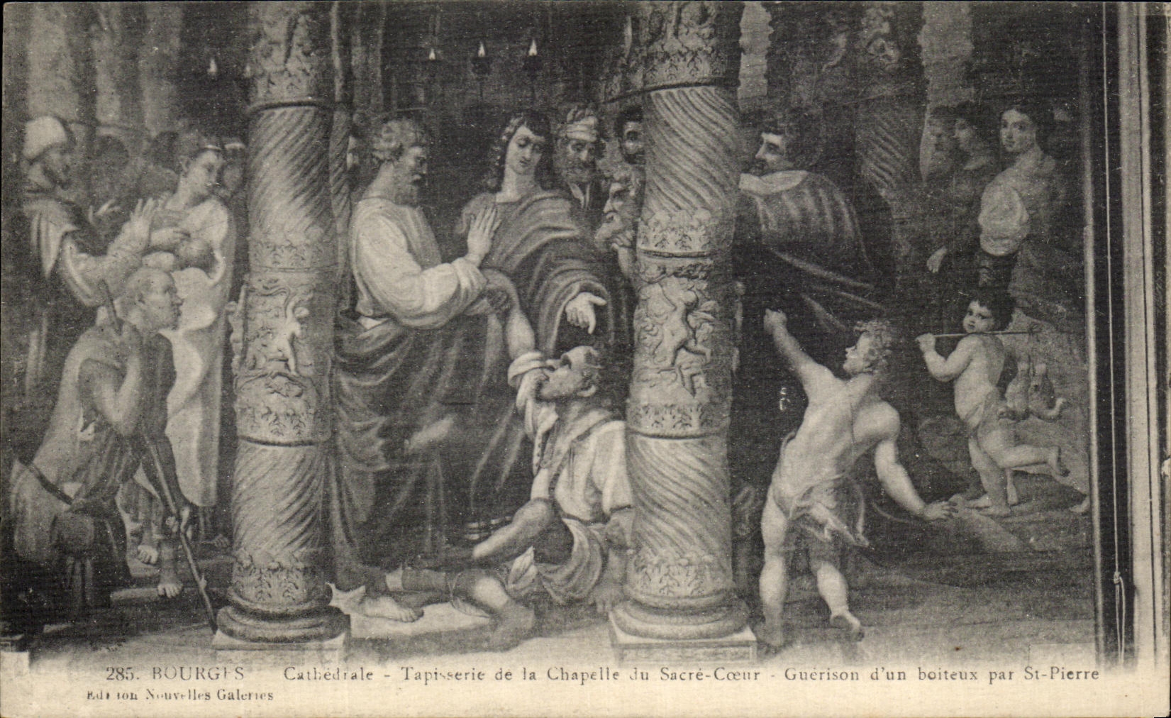 Bourges - Cathédrale - Tapisserie de la Chapelle du Sacré-Cœur - Guérison d'un boiteux par St-Pierre