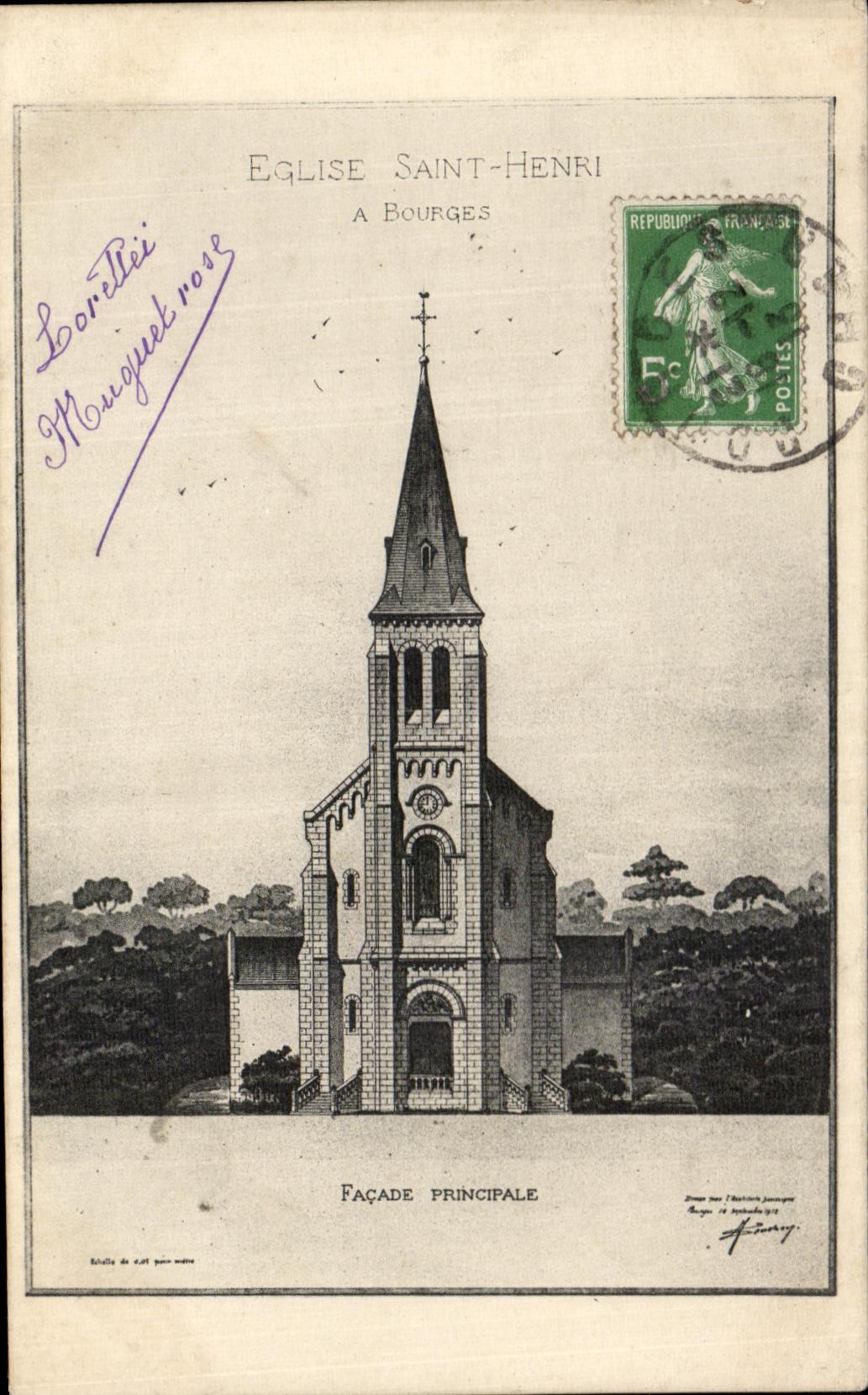 CPA Eglise Saint Henri A Bourges Facade principale