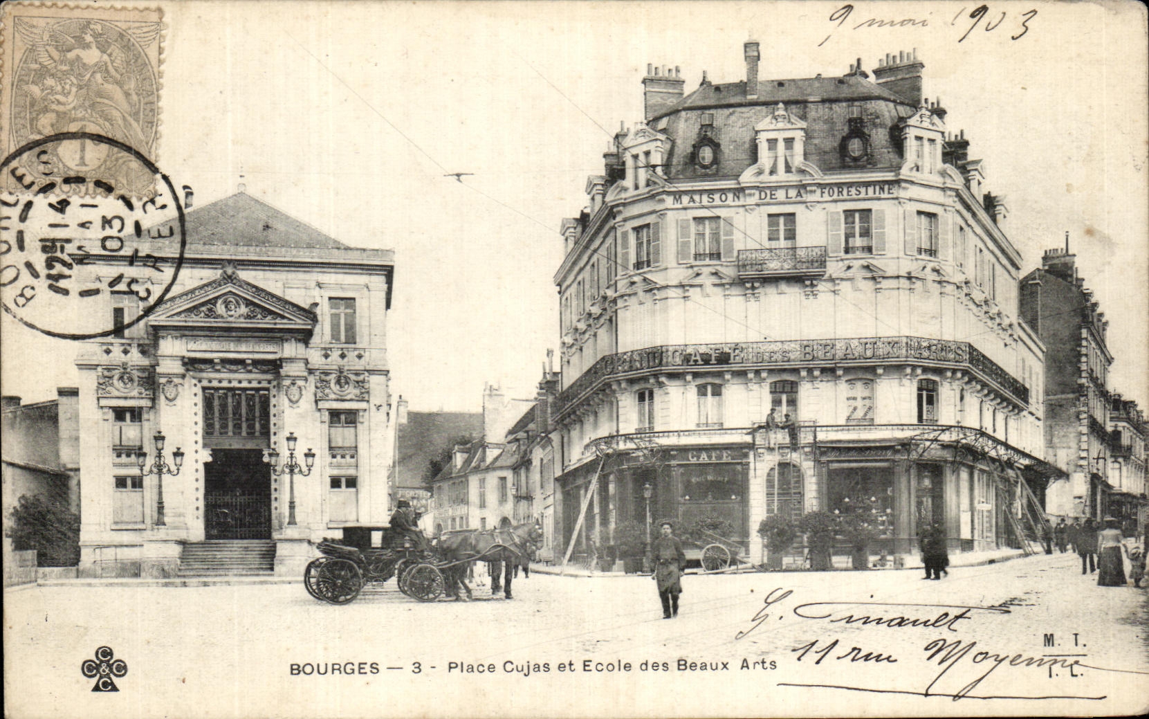 Bourges — Place Cujas et École des Beaux-Arts — G. Imault, M.T. (éditeur)