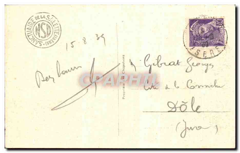 Notre-Dame de la Salette — La Basilique — Éditeur A.H. n°17 — Verso