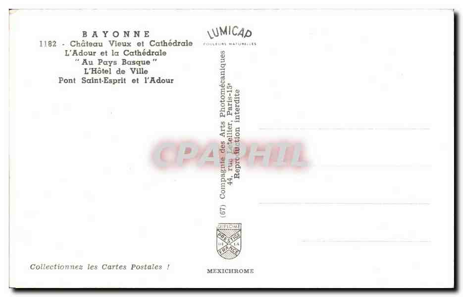 Bayonne — vue panoramique — Lumicap — Verso