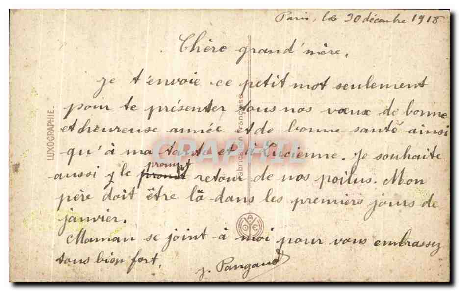 Paysage fluvial avec maison — décor floral de gui et chrysanthèmes — éditeur Luxographie, n°98 — Reverso