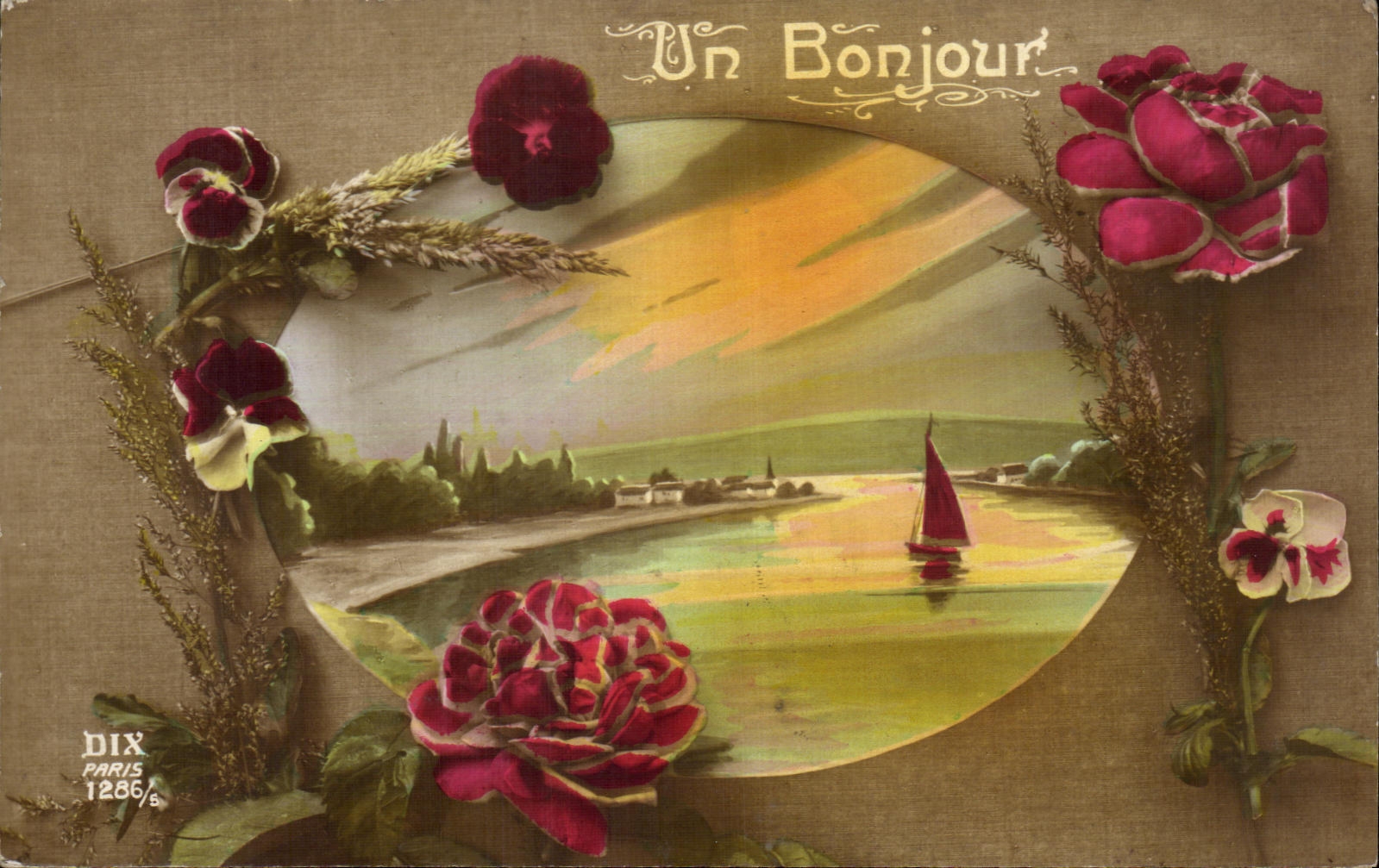 CPA Fantaisie Fleurs Un Bonjour