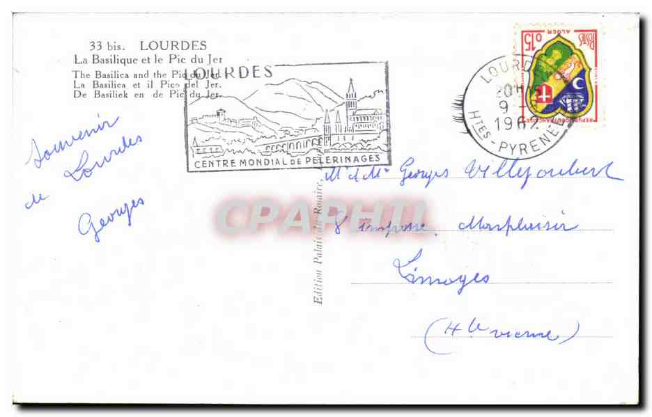 CPA Lourdes La Basilique et le Pic du Jer Moutons  — Verso