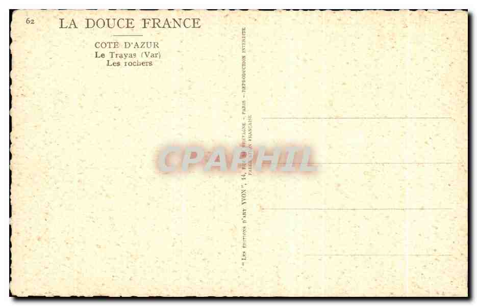 Les rochers — Côte d'Azur, Le Trayas (Var) — Édition d'Art Yvon, Paris — Reverso