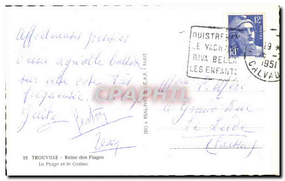 Trouville - La Plage et le Casino — (51) « REAL-PHOTO » C.A.P. PARIS — Verso