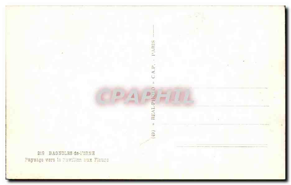 Bagnolles-de-l'Orne — Paisaje hacia el Pavillon aux Fleurs — REAL-PHOTO C.A.P. — Reverso