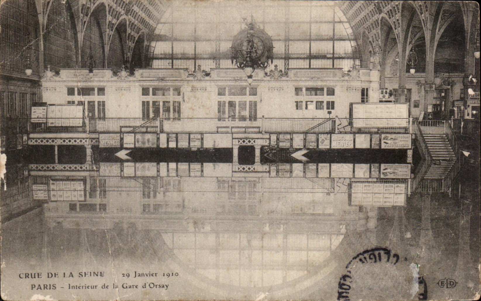 CPA Crue De La Seine Janvier Paris Interieur De La Gare d'Orsay Inondations 1910