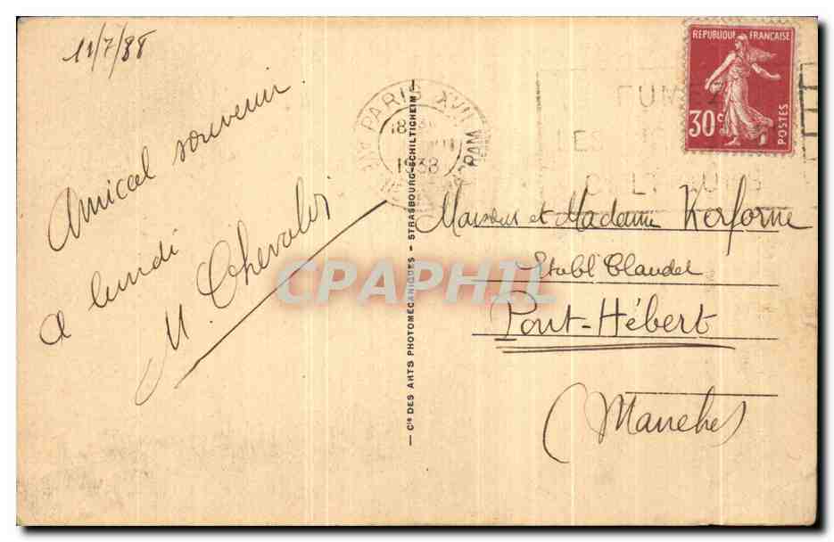 CPA Paris La Place Pereire L'Avenue de Villiers — Rückseite