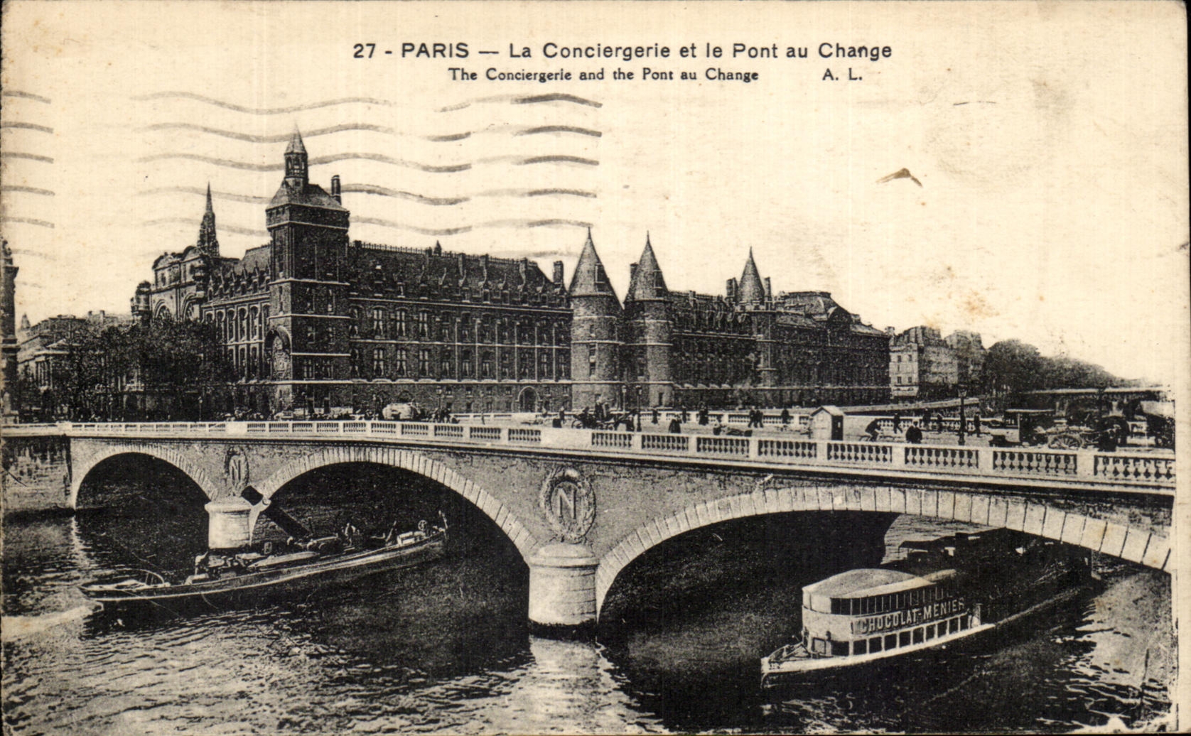CPA Paris La Conciergerie et le Pont au Change Peniches 