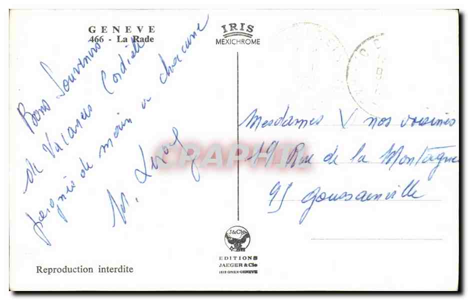 CPA Geneve La Rade Suisse — Rückseite