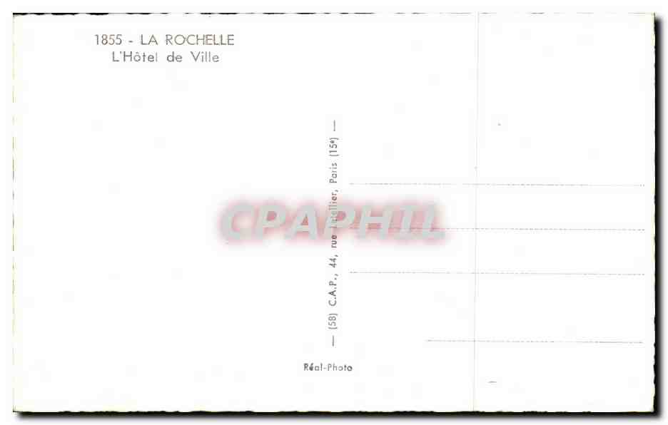 La Rochelle — L'Hôtel de Ville — Réal-Photo — Verso