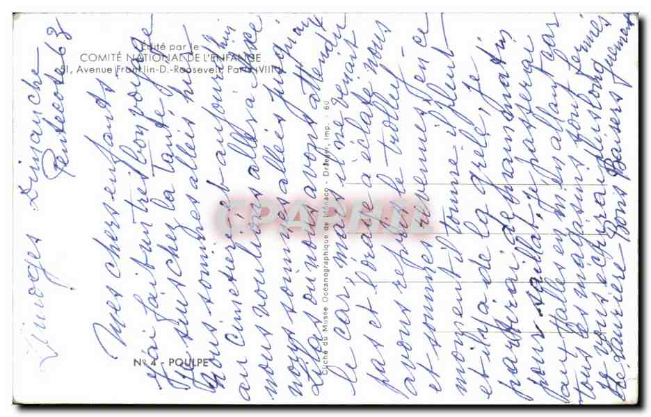 CPA Poulpe — Verso