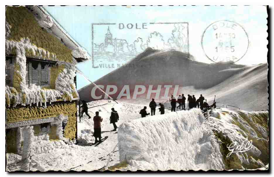 Ville Natale - Dole — Vue hivernale avec skieurs — Photo-Édition G.D.O. Paris