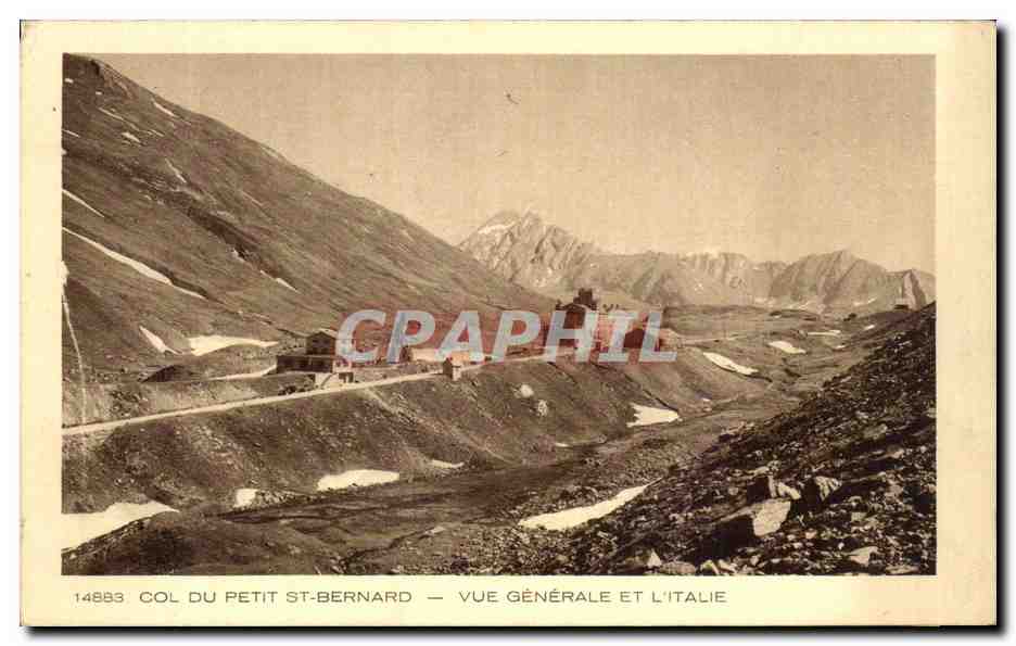 CPA Col Du Petit St Bernard Vue Generale Et L'Italie
