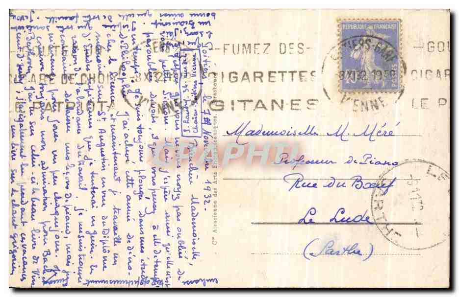 Poitiers - L'Hôtel Fumé (actuellement Faculté des Lettres) - éditeur CPAPHIL, n°43 — Verso