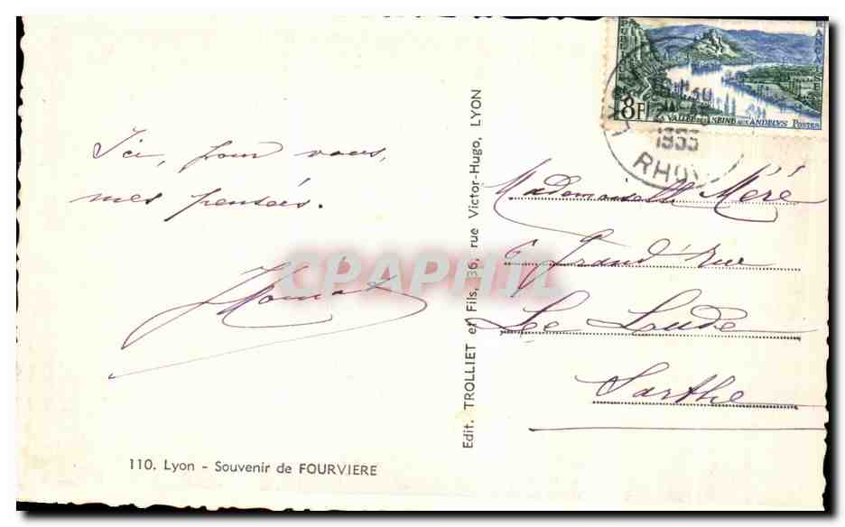 Fourvière — Souvenir de Fourvière — Éditeur TROLLIET et Fils, Lyon — Rückseite