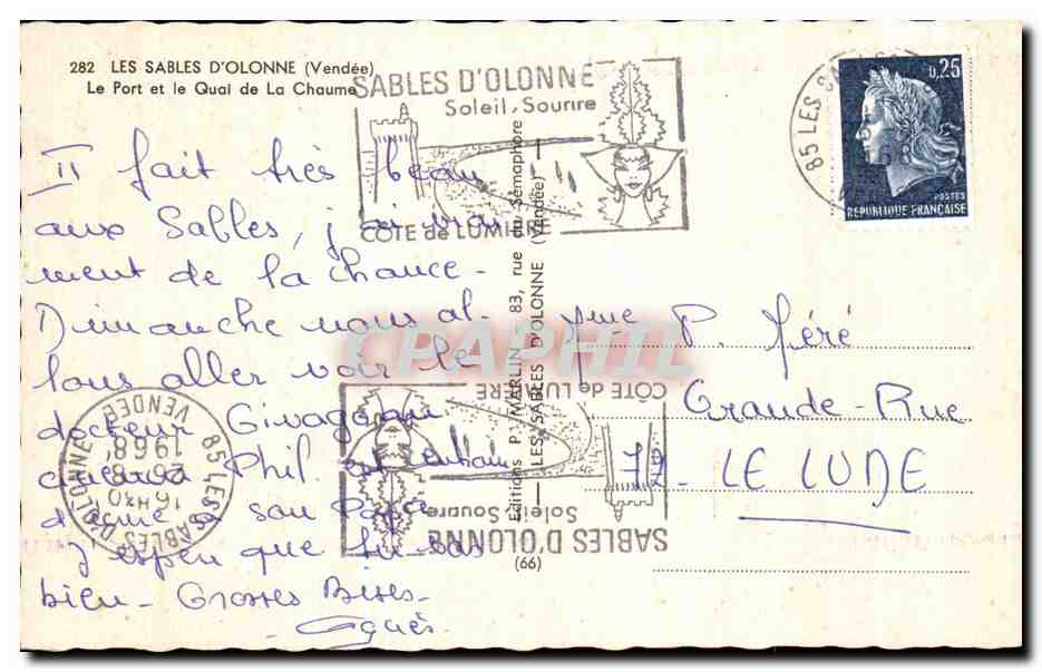 Les Sables-d'Olonne — Der Hafen und der Quai de la Chaume — Éditions P. Marlin — Rückseite