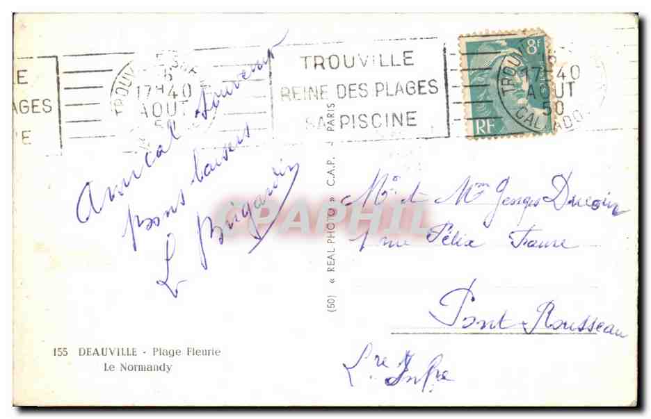Hôtel de la Piscine — Trouville — C.A.P. (série 155) — Verso