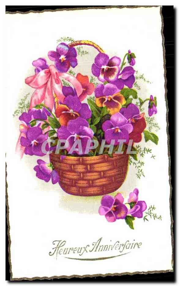 CPA fantaisie Fleurs Heureux Anniveraire 