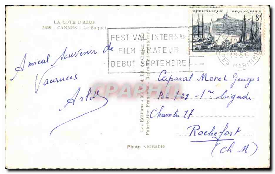 CPA Le Cote D'Azur Cannes Le Suquet — Verso