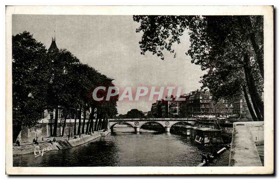 CPA En Visitant Paris La Seine pont Michel 