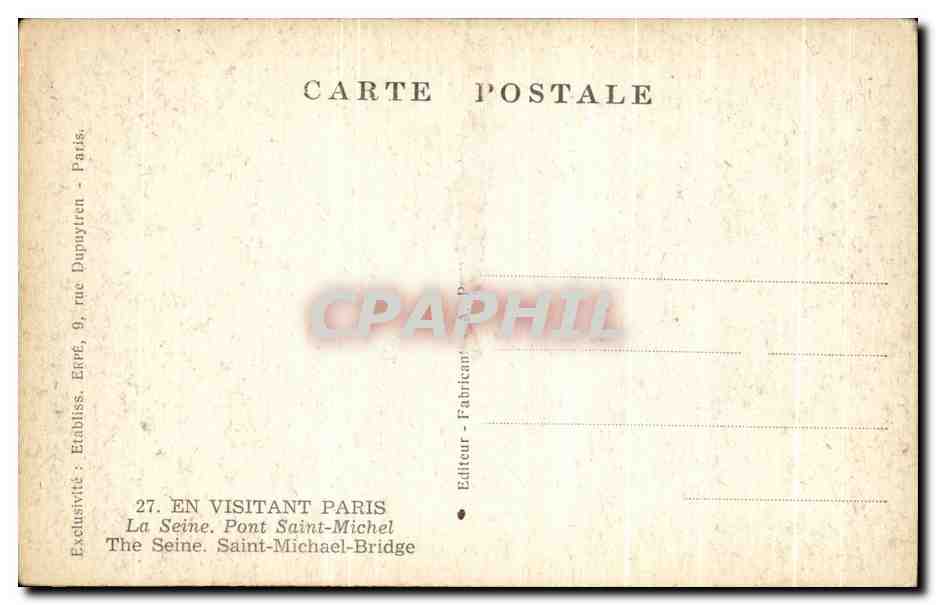 CPA En Visitant Paris La Seine pont Michel  — Rückseite