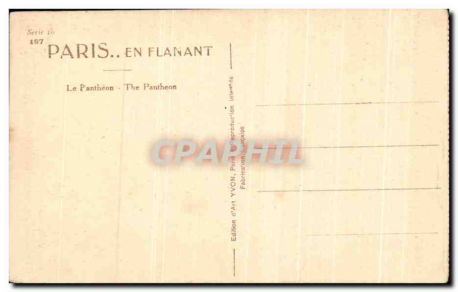 CPA Paris En Flanant Le Pantheon  — Rückseite