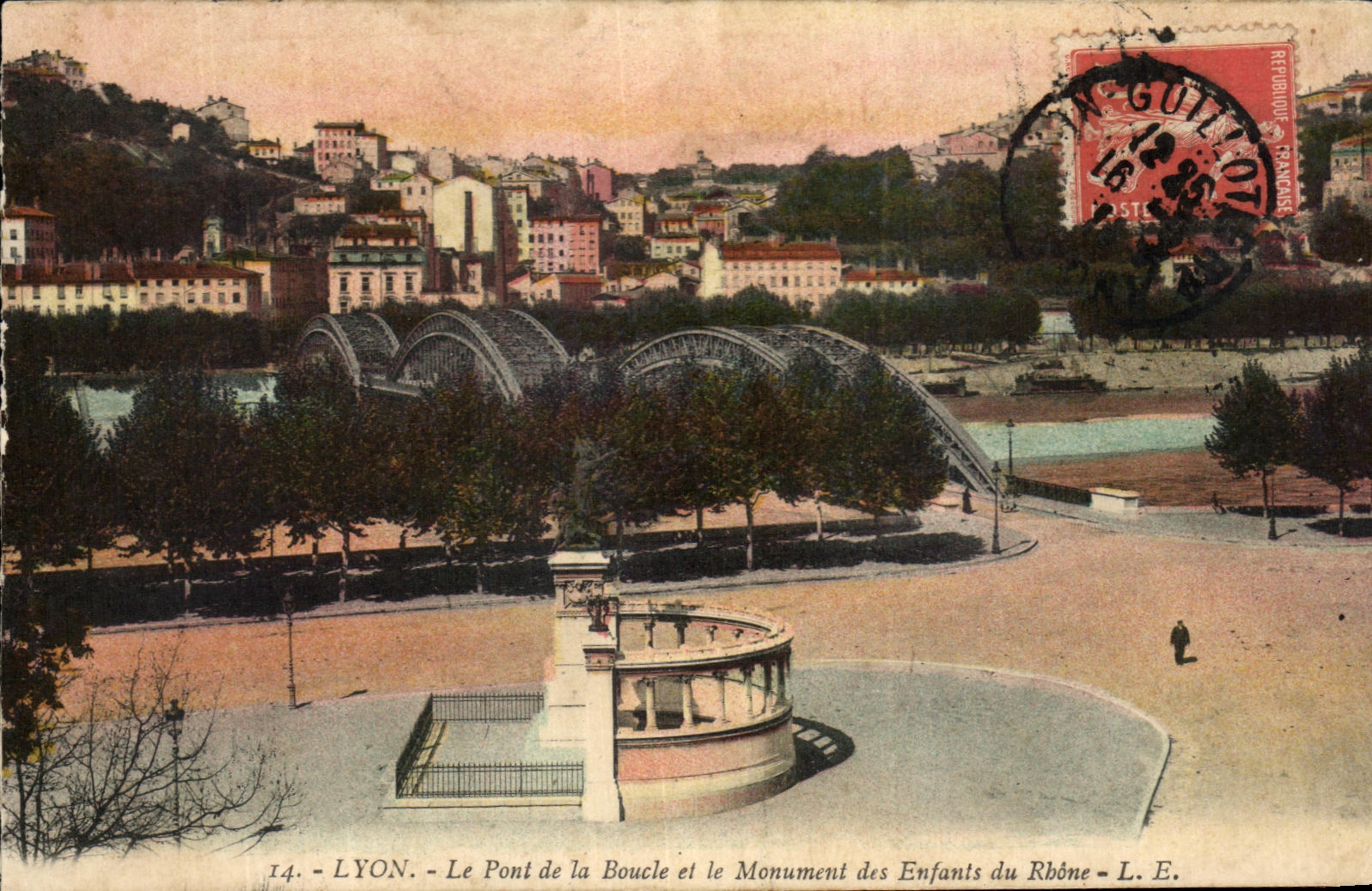 LYON - Le Pont de la Boucle et le Monument des Enfants du Rhône - L. E.