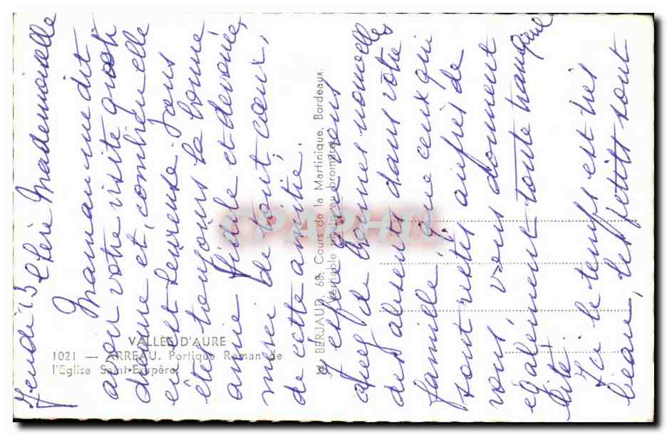 CPA Vallee D'Aure Arreau Portique Roman de I'Eglise Saint Exupere — Verso
