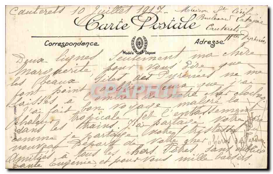 Le Limaçon — Route et Chemin de Fer de Pierrefitte à Cauterets — LL, n°138 — Verso