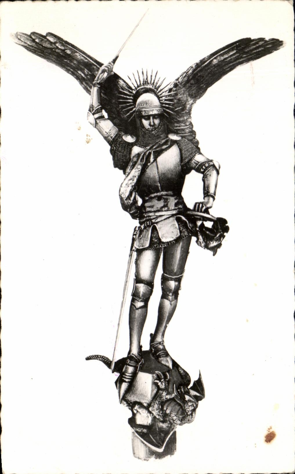 Mont-Saint-Michel — Statue des heiligen Michael auf der gotischen Spitze — Verlag Comlier (S.-et-L.)