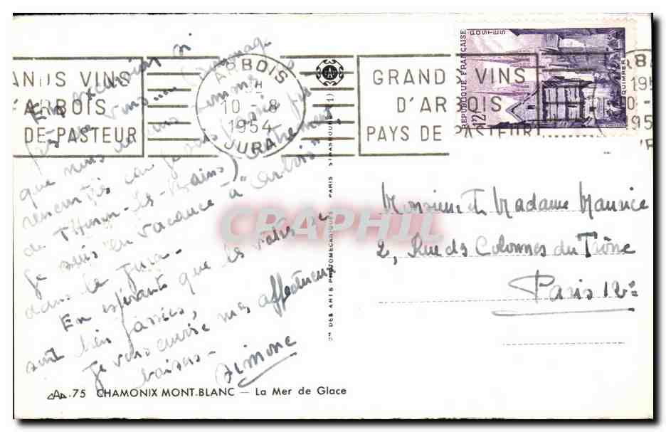 CPA Chamonix Mont Blanc La Mer de Glace — Verso