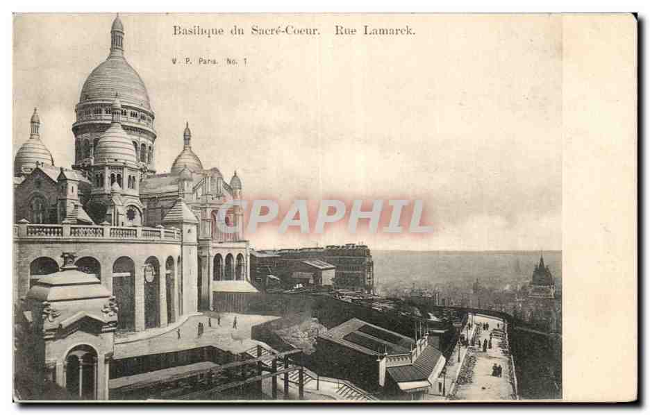 CPA Basilique du Sacre Coeur Rue Lamarck Montmartre