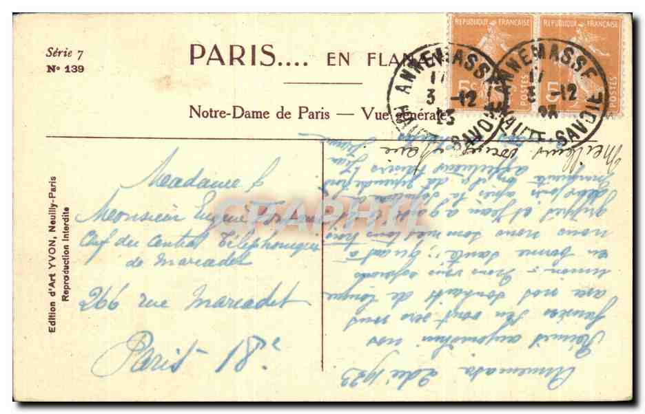 CPA Paris En Flance Notre Dame de Paris Vue generale — Verso