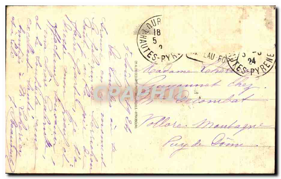 CPA Lourdes Le Funiculaire du Pic du Jer — Verso
