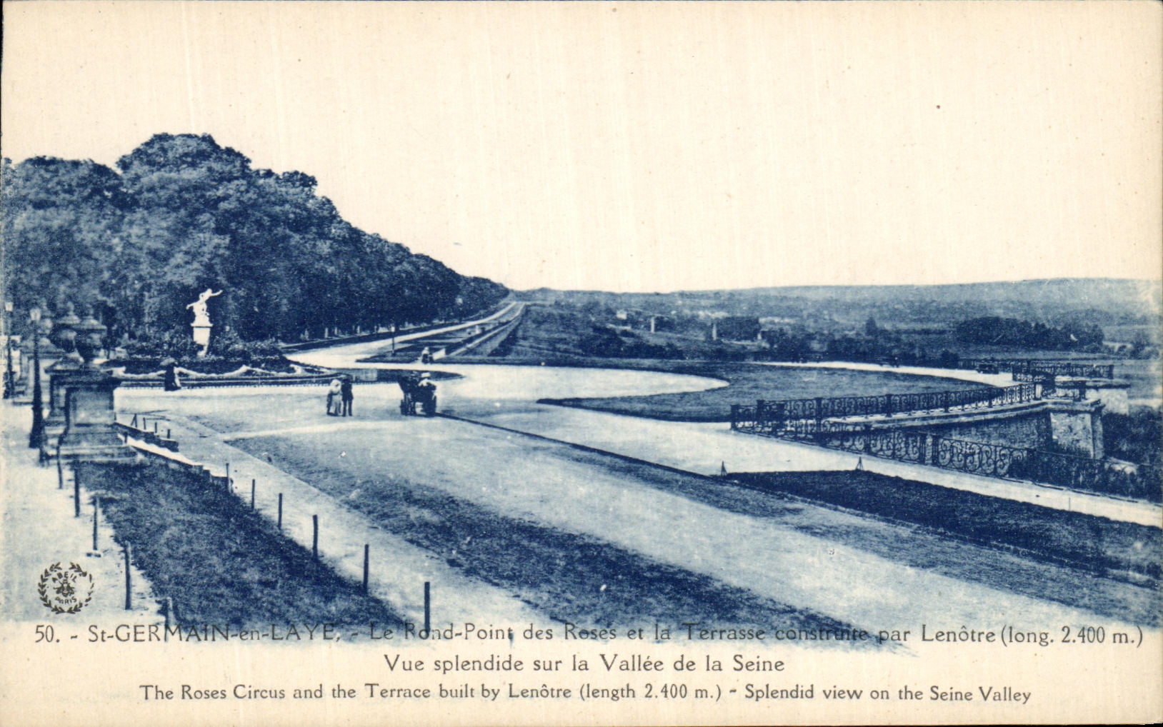 St-GERMAIN-en-LAYE — Le Rond-Point des Roses et la Terrasse construite par Lenôtre (long. 2.400 m.)