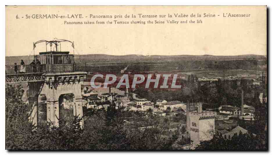 CPA St Germain En Laye Panorama prise De La Terrasse sur la vallee de la Seine L'ascenseur 