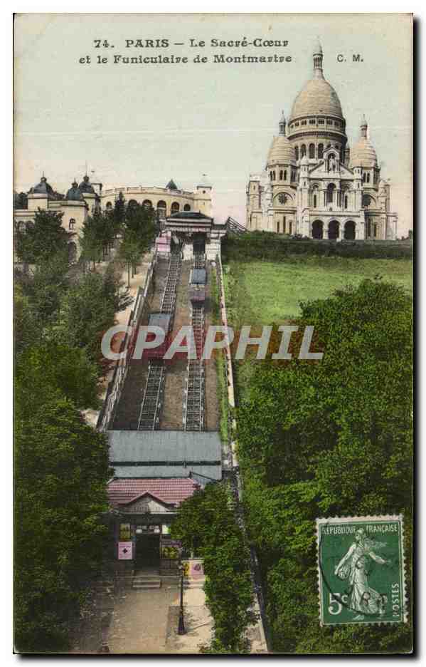 CPA Paris Le Sacre Coeur Et Le Funiculaire De Montmartre