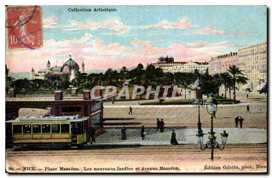 CPA Nice Place Massena Les Nouveaux Jardins Et Avenue Massena Tramway