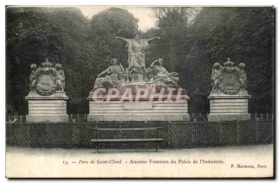CPA Parc De Saint Cloud Anciens Frontons Du Palais De l'Industrie