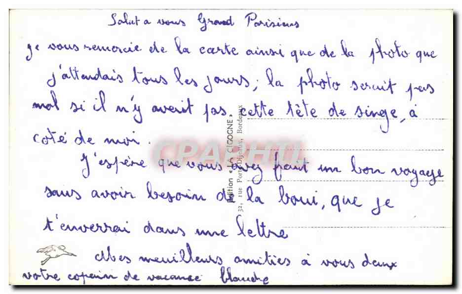 Bordeaux — Le Grand Théâtre — édition La Cigogne — Verso