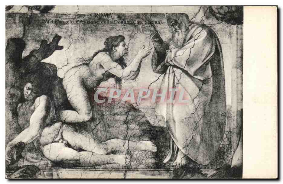 CPA Roma Michelangelo Creazione della Donna 
