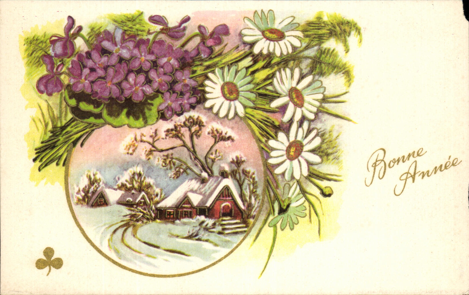 CPA Fantaisie Fleurs Bonne Annee