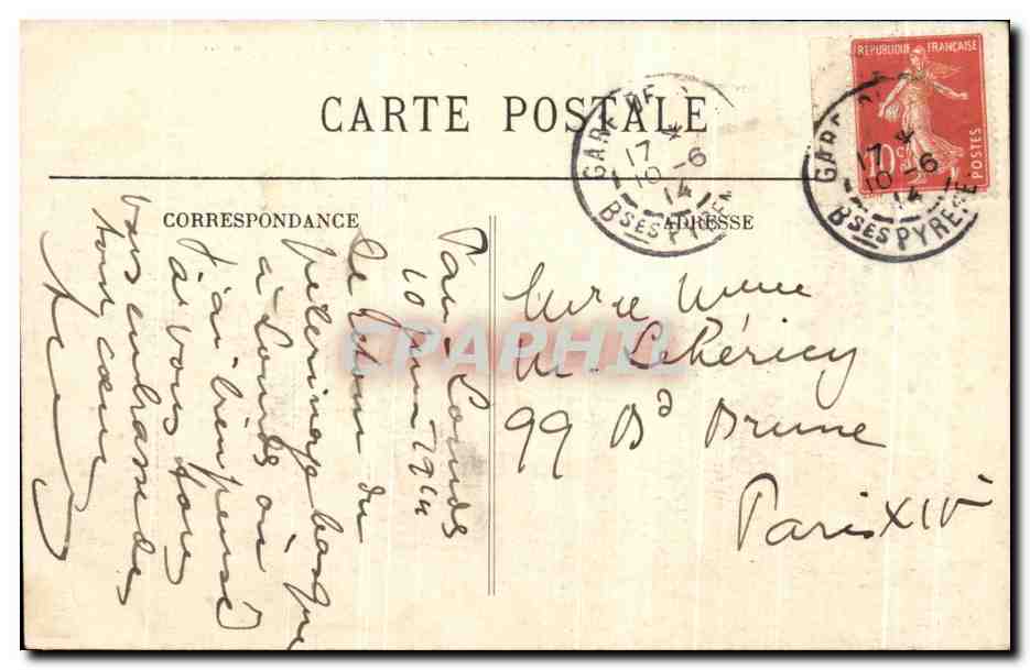 CPA Pau L'Eglise Saint Jacques et le Palais de Justice — Verso