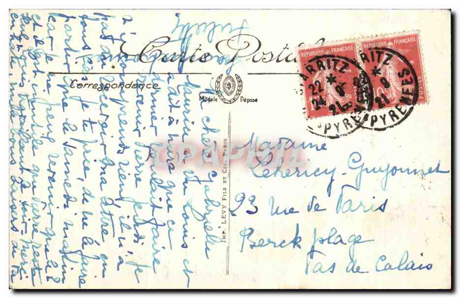 CPA Biarritz Le Rocher De la Vierge — Verso