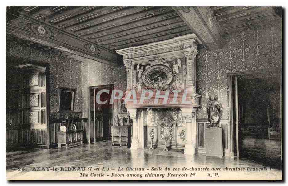 CPA Azay le Rideau Le Chateau Salle du Rez Chaussee avee Cheminee France