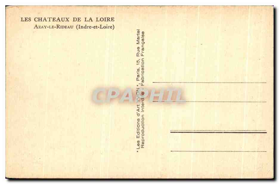 CPA Les Chateaux De La Loire Azay Le Rideau — Rückseite