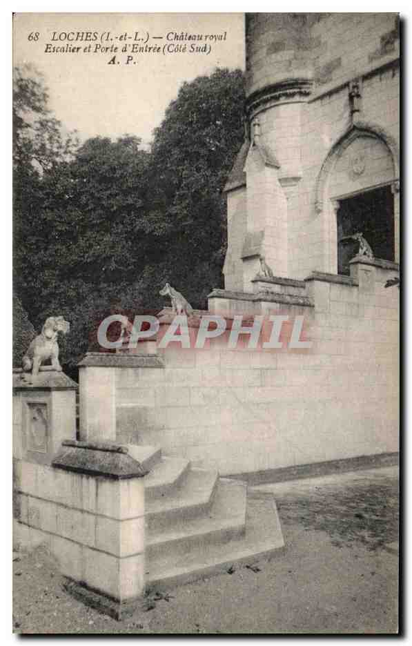 CPA Loches Chateau Royal Escalier et Porte d'Entree
