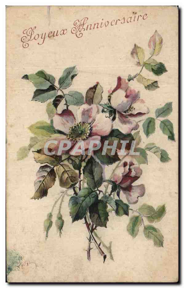 CPA Fantaisie Fleurs Joyeux Anniversaire